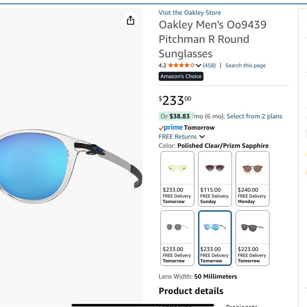 Oakley Oo9439 Pitchman R Sunglasses - Clear and Blue